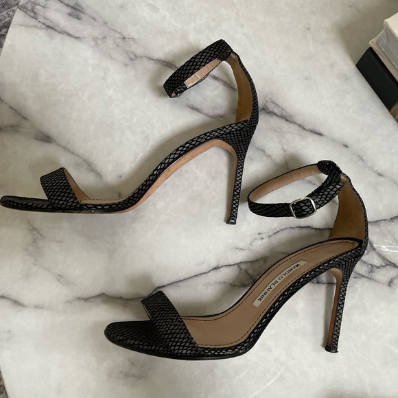 Manolo Blahnik black heeled sandals. Names Choas. Suede fishnet. - Picture 7 of 11